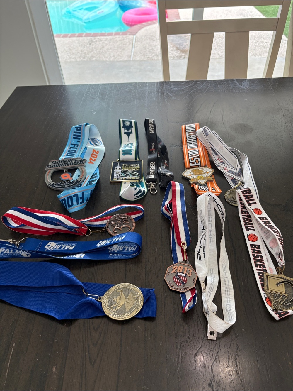 Assorted Sports & Event Medal Lanyards - Blue, White, Red, Orange, Black